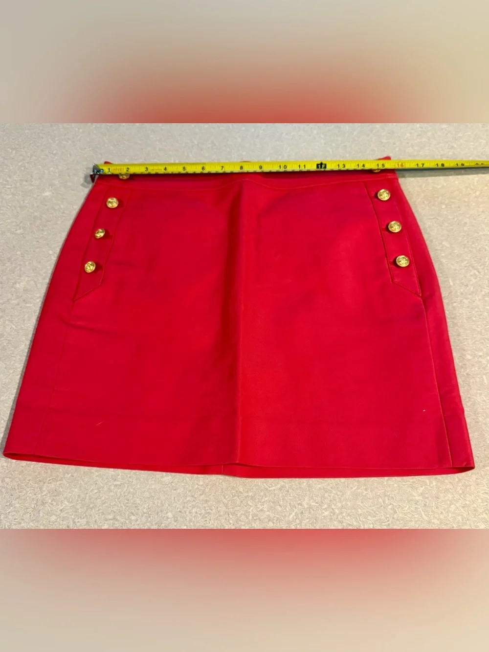 J.Crew Red Cotton Spandex Sailor Skirt Gold Buttons Preppy Nautical Size 4